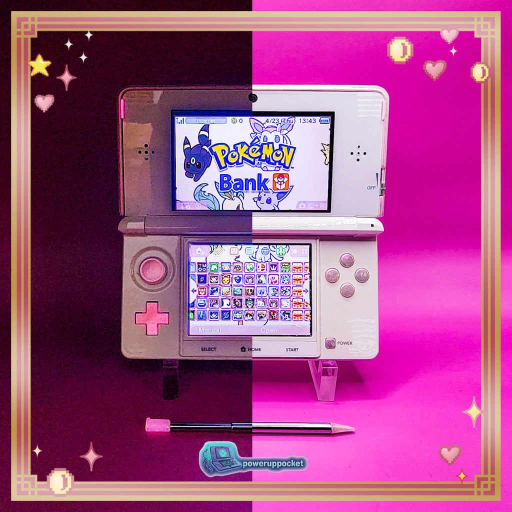 Custom Nintendo 3DS | Pink Pearl Glow Buttons | Glass Lens | Region Free | Charger + Stylus