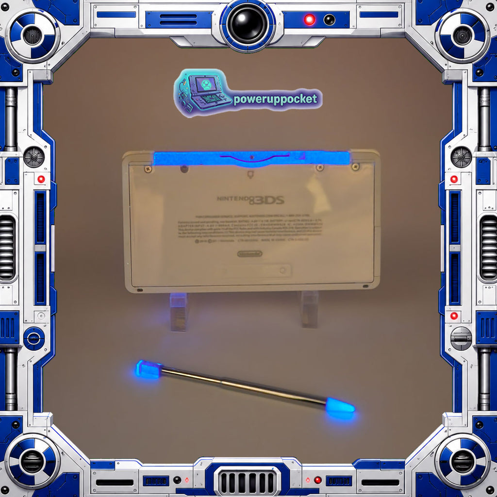 Custom 3DS Console R2D2 Inspired Theme | Blue Glow | Glass Lens | 64GB SD + Charger