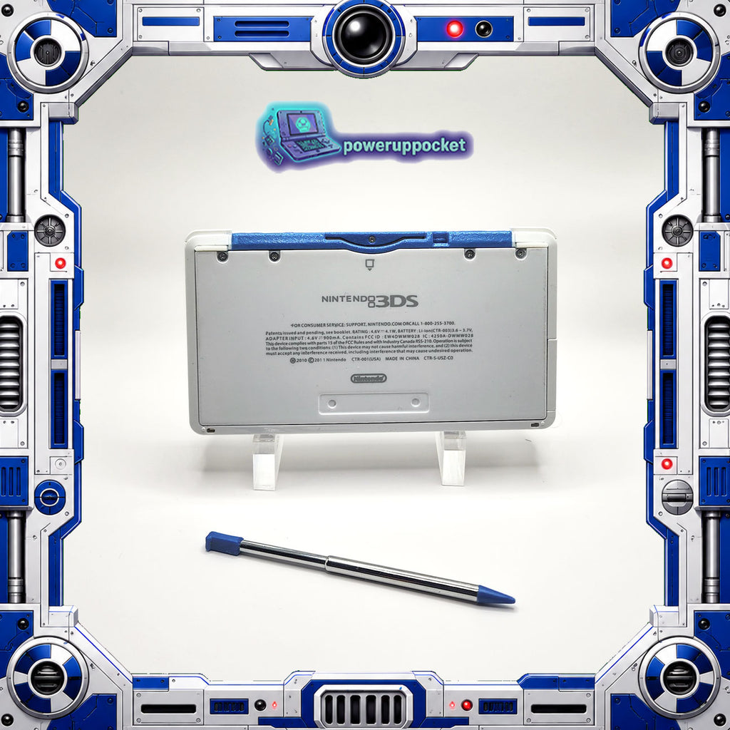 Custom 3DS Console R2D2 Inspired Theme | Blue Glow | Glass Lens | 64GB SD + Charger