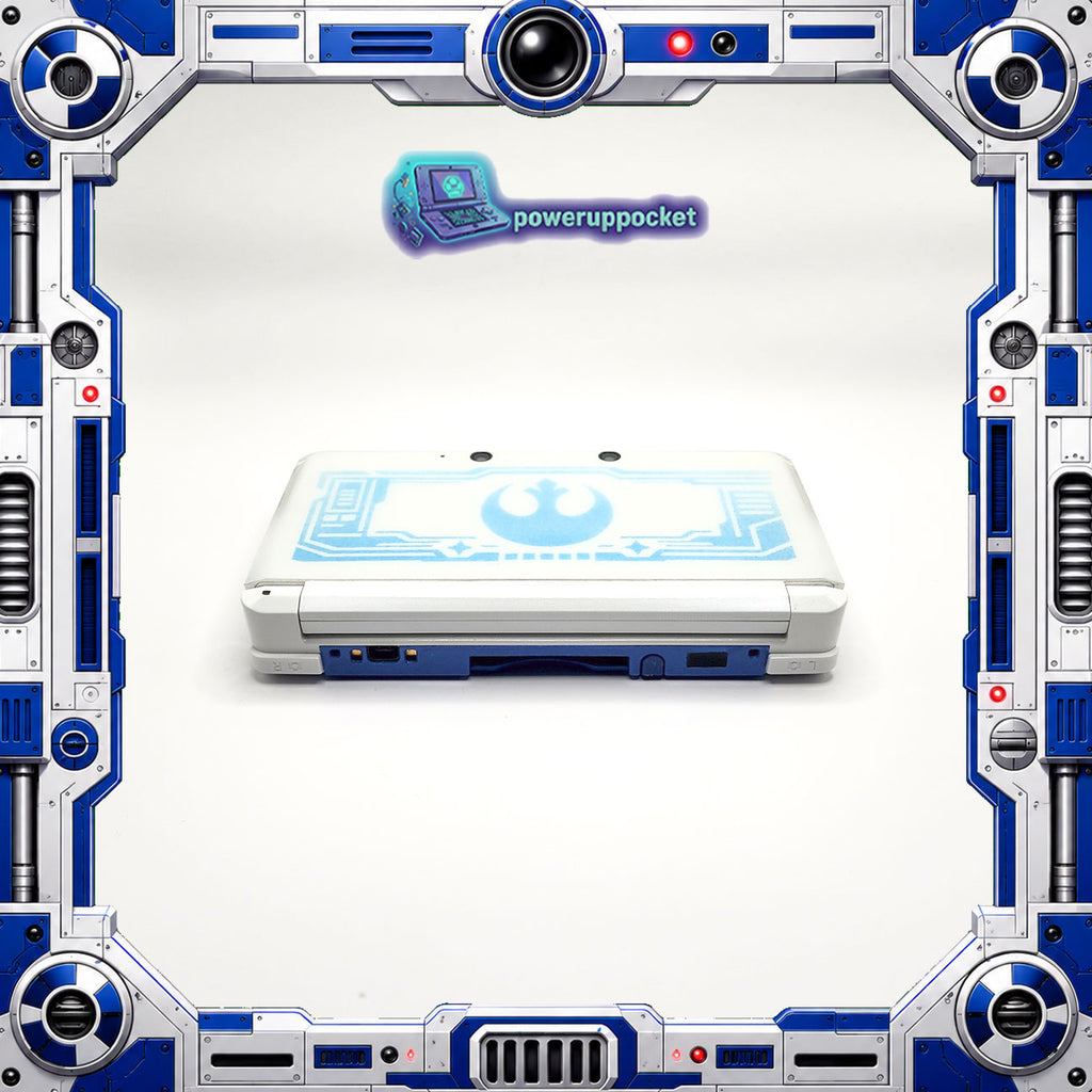 Custom 3DS Console R2D2 Inspired Theme | Blue Glow | Glass Lens | 64GB SD + Charger