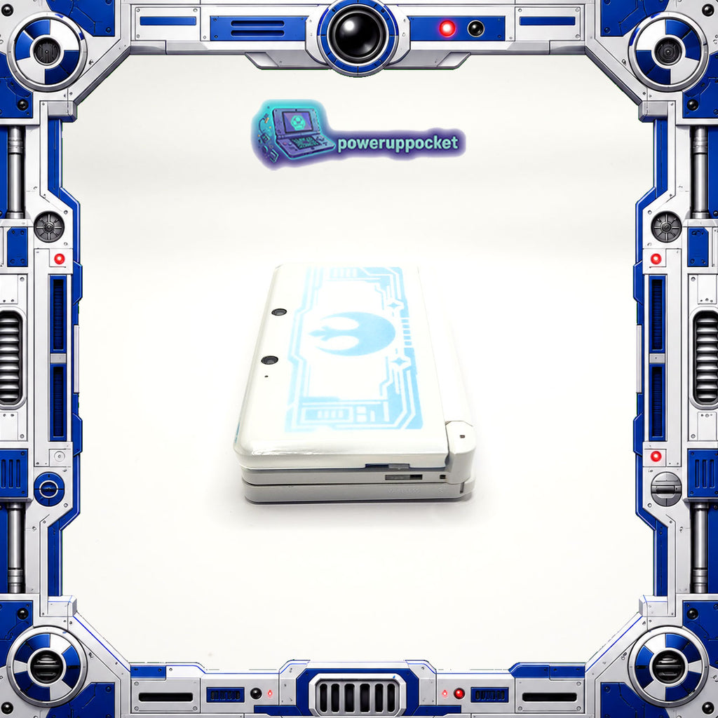 Custom 3DS Console R2D2 Inspired Theme | Blue Glow | Glass Lens | 64GB SD + Charger