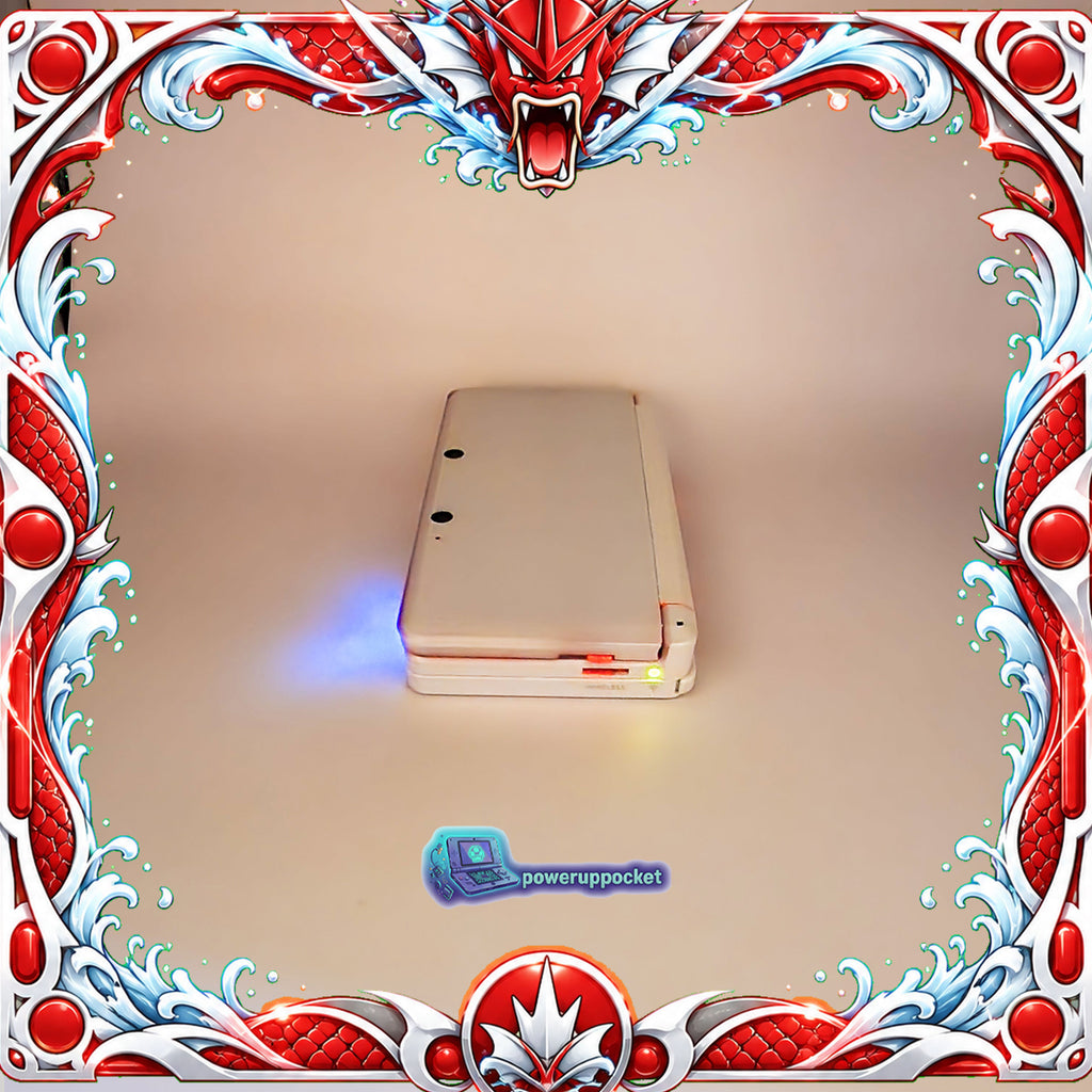 Custom Nintendo 3DS White + Red Glow | Glass Lens | 64GB SD | Charger + Custom Stylus