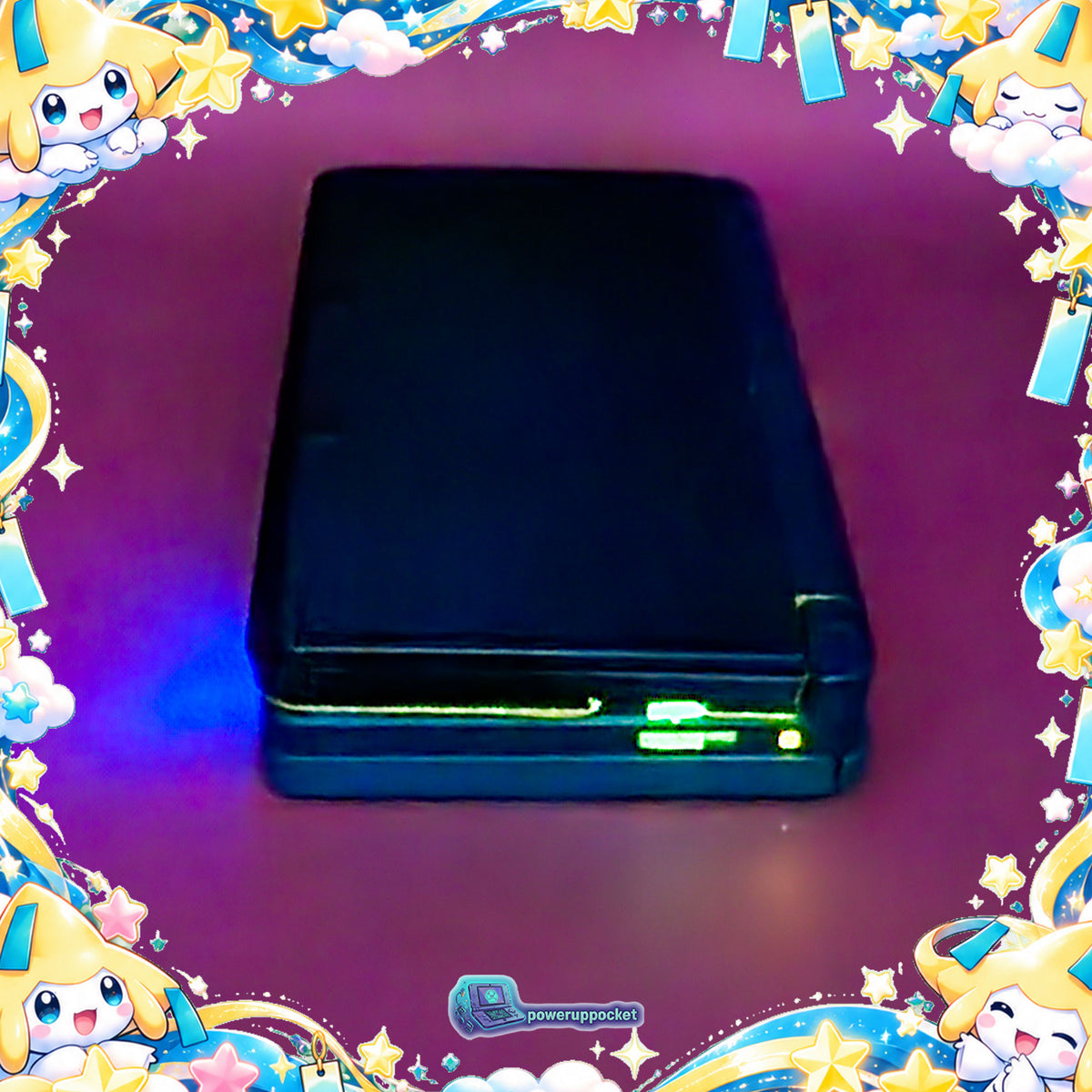 Jirachi Stardust | Custom Nintendo 3DS Aqua + Neon Yellow | Glass Lens