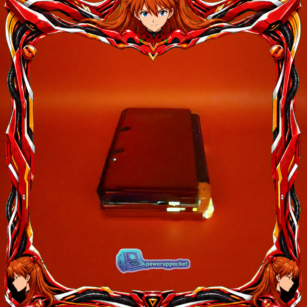 Custom Nintendo 3DS Asuka Evangelion Theme | Orange Glow | Custom Red Glass Lens | Charger + Stylus