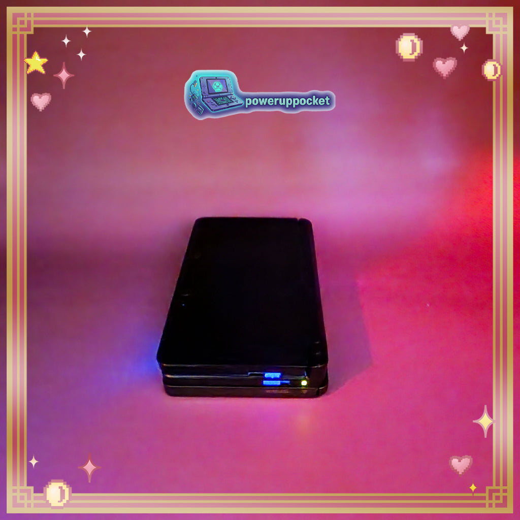 Custom Nintendo 3DS Black + Blue Opal Glow | 64GB SD | Charger + Custom Stylus | Glass Lens