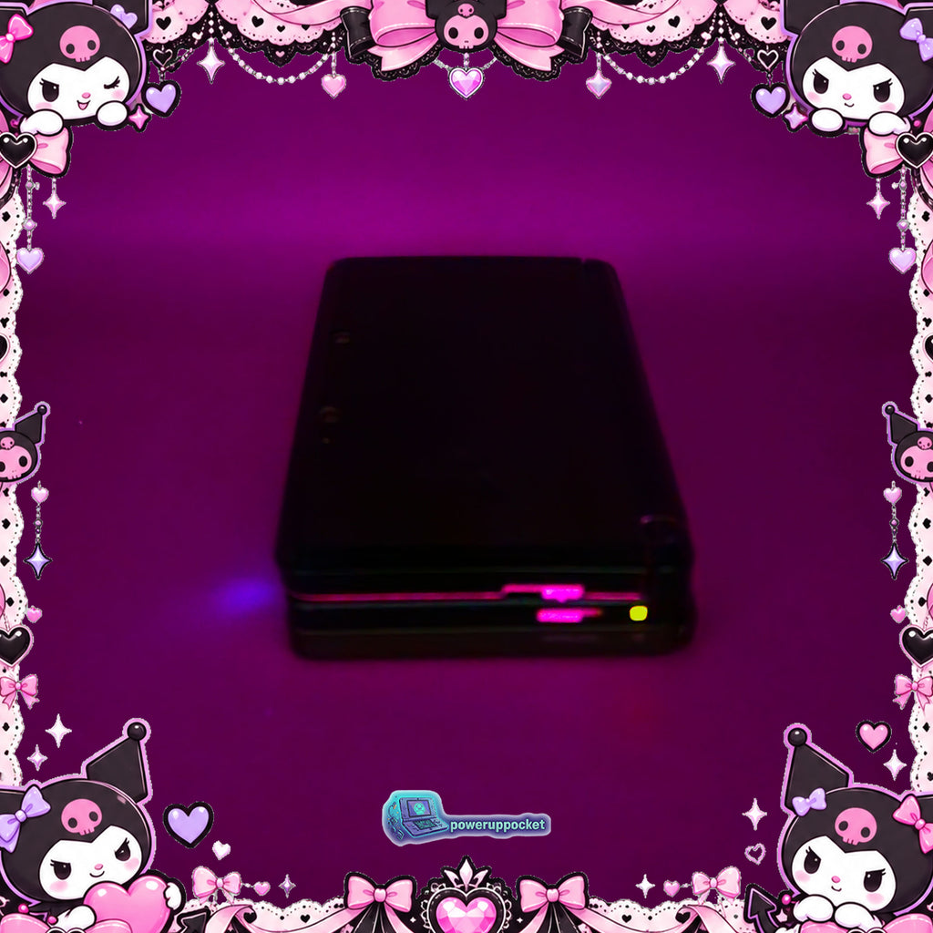 Kuromi Midnight Shimmer | Custom Nintendo 3DS Black + Pink | Glass Lens