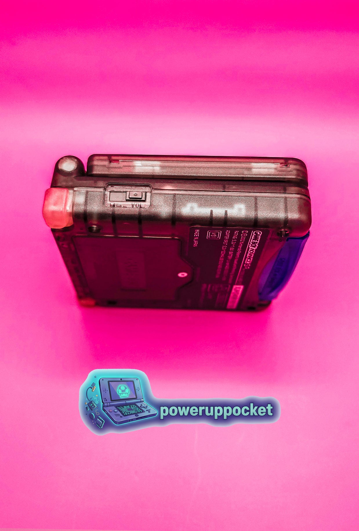 Custom Gameboy Advance SP | Transparent Black Shell | Pink LED Buttons | IPS Screen