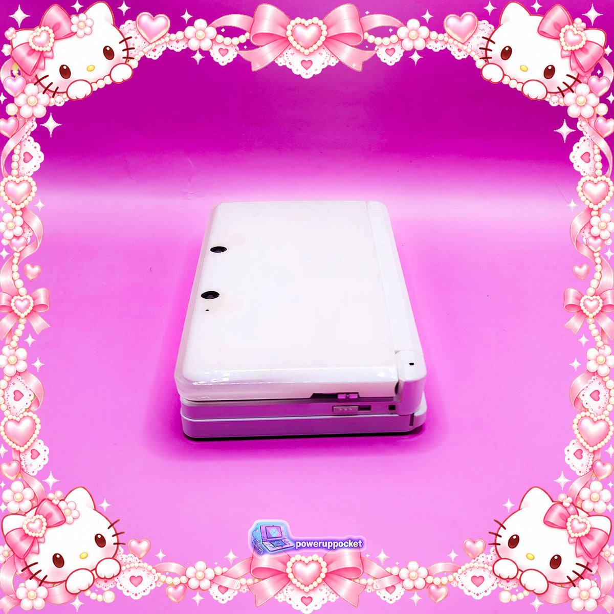 Hello Kitty Pearl Glow | Custom Nintendo 3DS White + Pink | Glass Lens