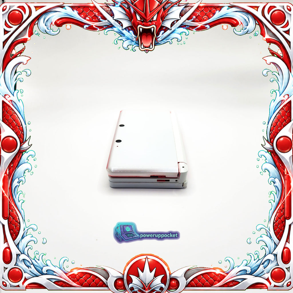 Custom Nintendo 3DS White + Red Glow | Glass Lens | 64GB SD | Charger + Custom Stylus