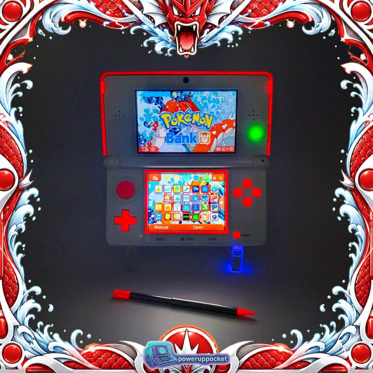 Crimson Current | Custom Nintendo 3DS White + Red Glow