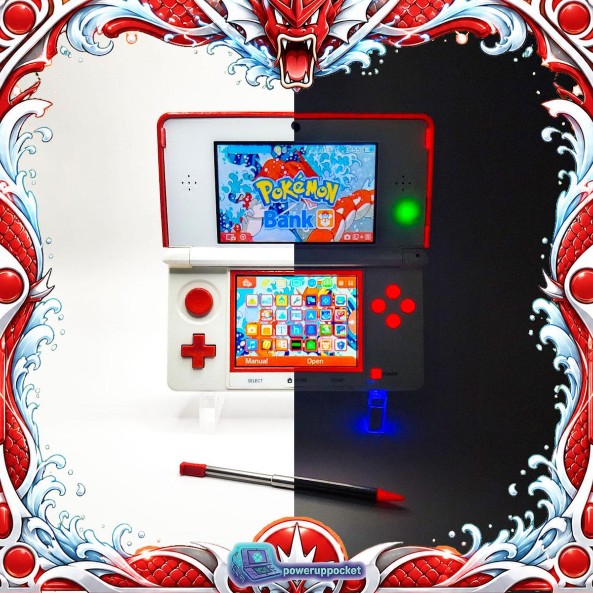 Crimson Current | Custom Nintendo 3DS White + Red Glow