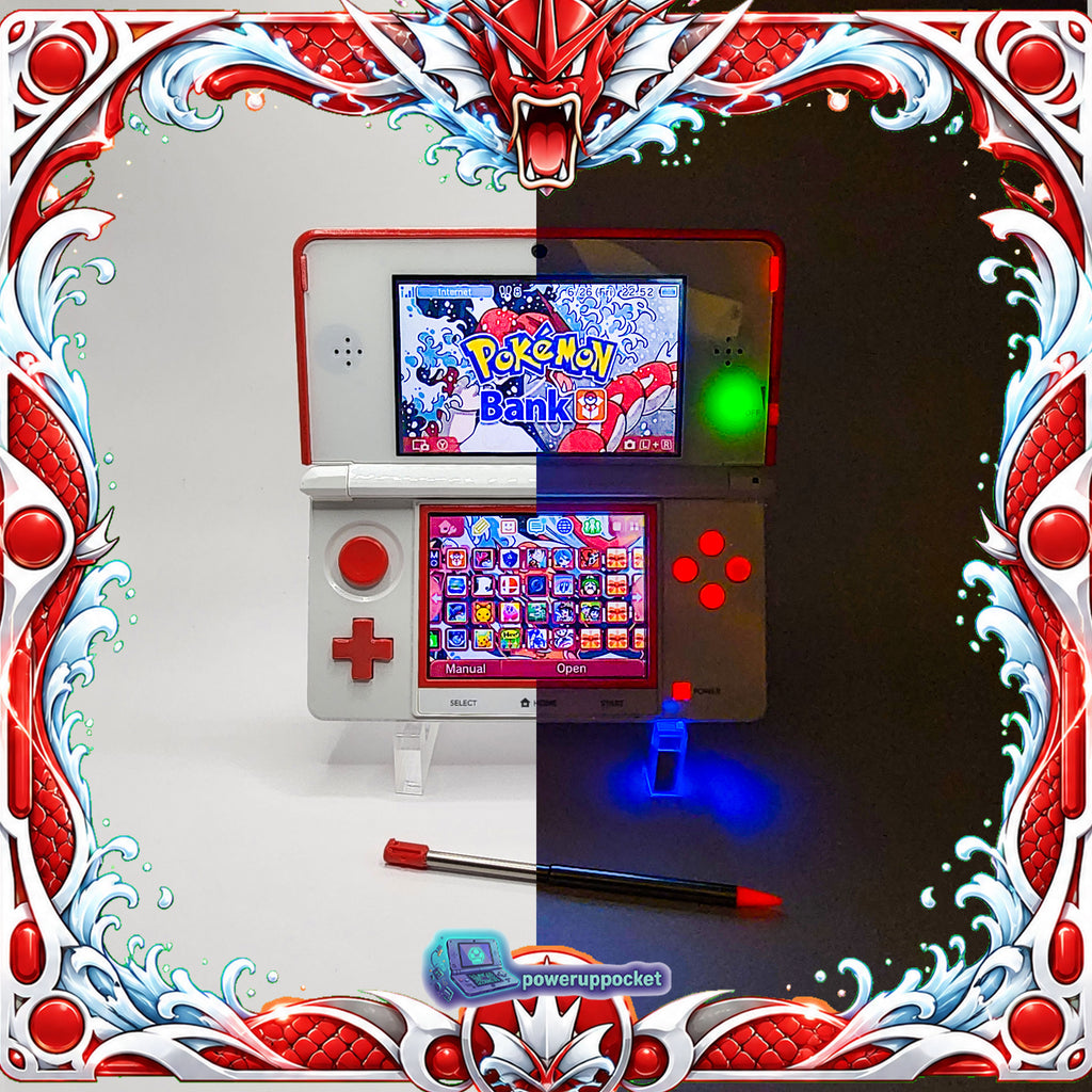 Custom Nintendo 3DS White + Red Glow | Glass Lens | 64GB SD | Charger + Custom Stylus