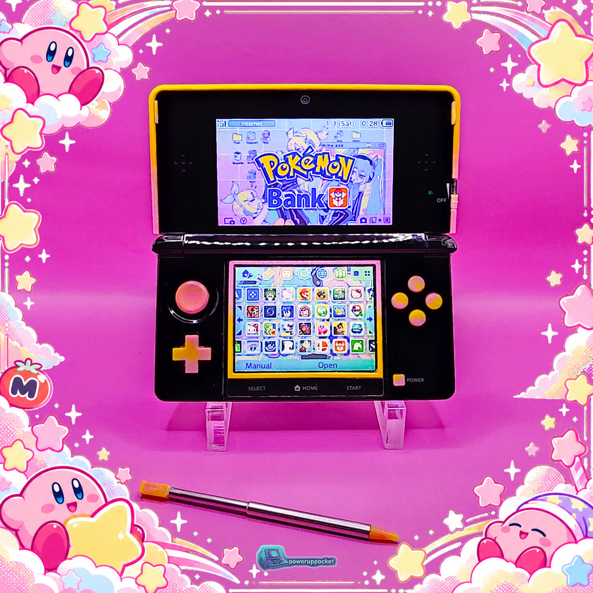 Kirby Star Glow | Custom Nintendo 3DS Black + Pink + Yellow