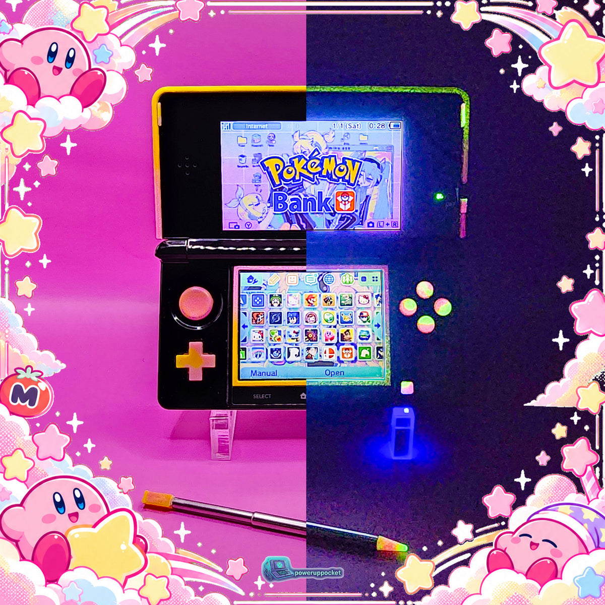 Kirby Star Glow | Custom Nintendo 3DS Black + Pink + Yellow