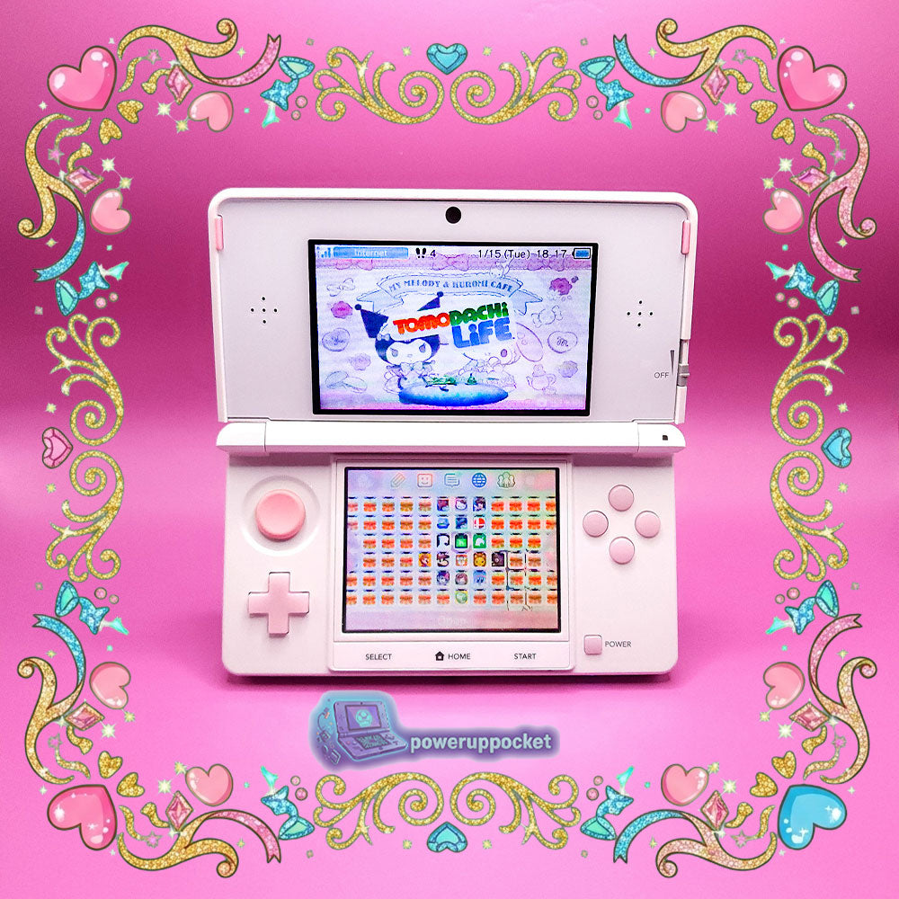 Custom Nintendo 3DS White Pink Glow-in-the-dark