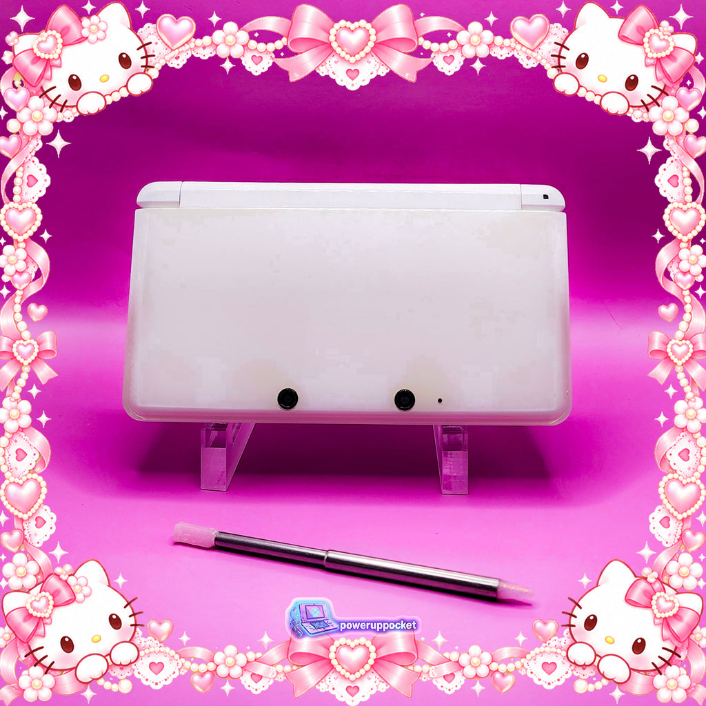 Hello Kitty Pearl Glow | Custom Nintendo 3DS White + Pink | Glass Lens
