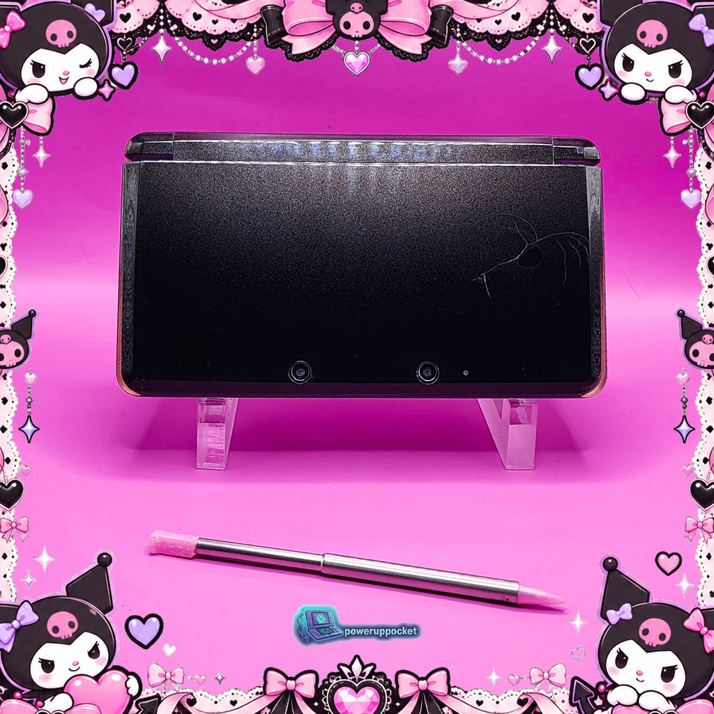 Kuromi Midnight Shimmer | Custom Nintendo 3DS Black + Pink | Glass Lens